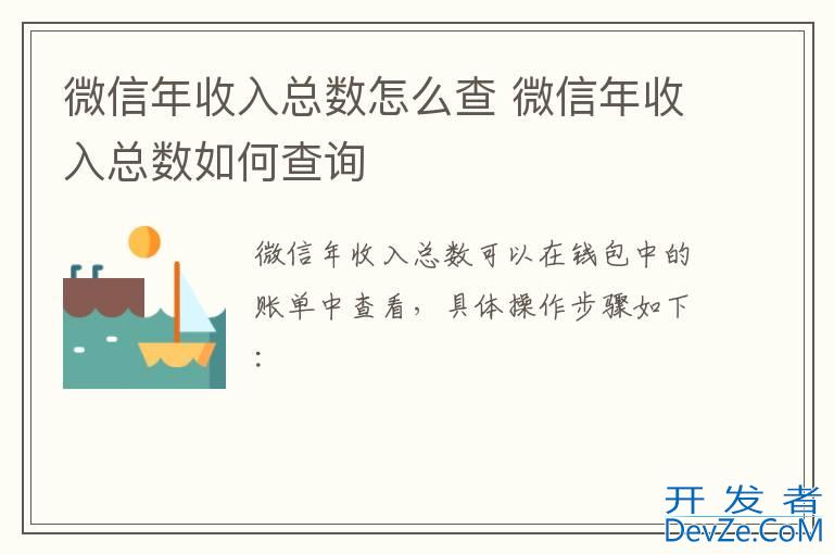 微信年收入总数怎么查 微信年收入总数如何查询