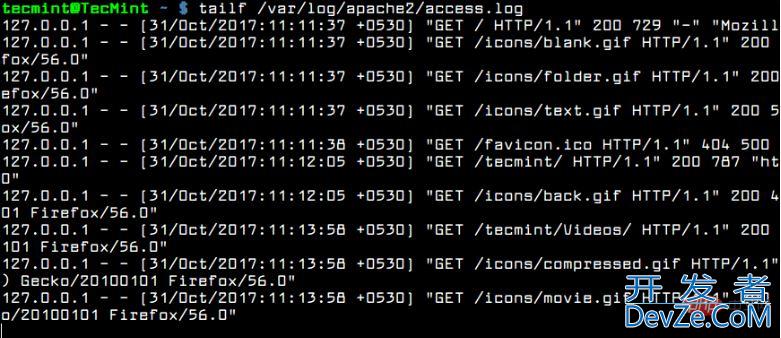 关于Linux下动态查看实时日志的命令