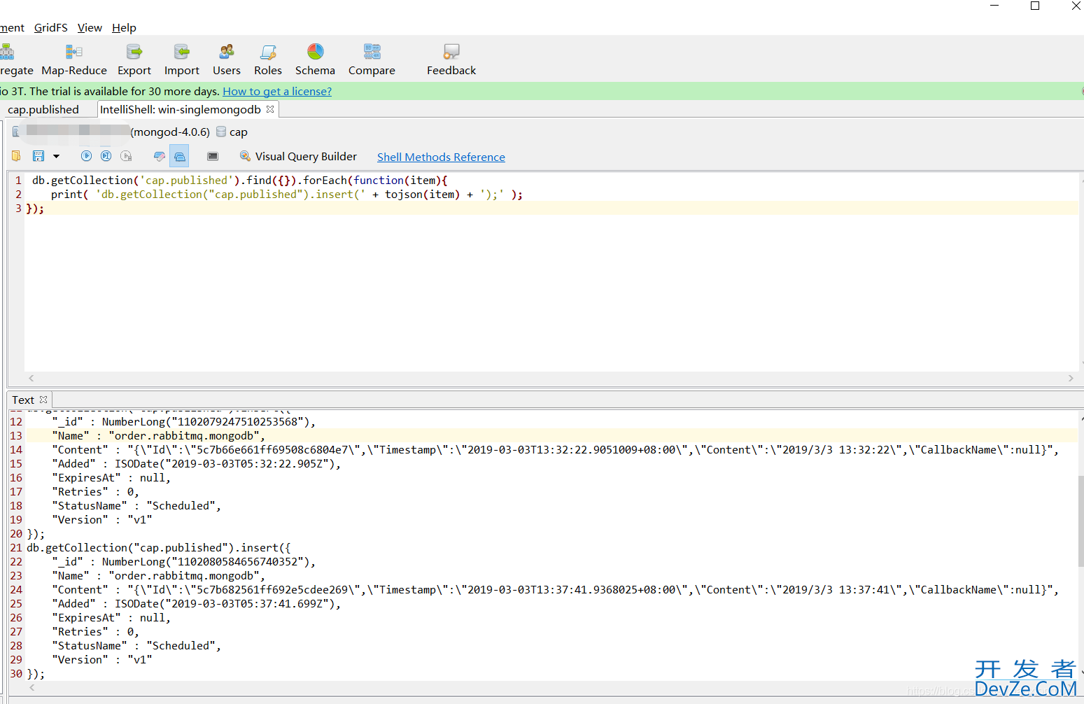 mongodb 数据生成Insert 语句的示例代码