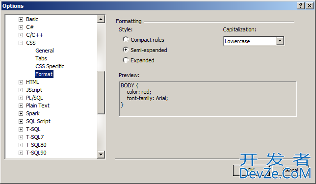 Custom format document option in visual studio. Formatting CSS tags