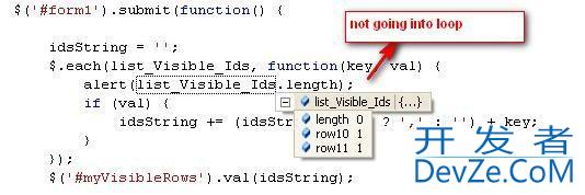 Array length is zero in jQuery