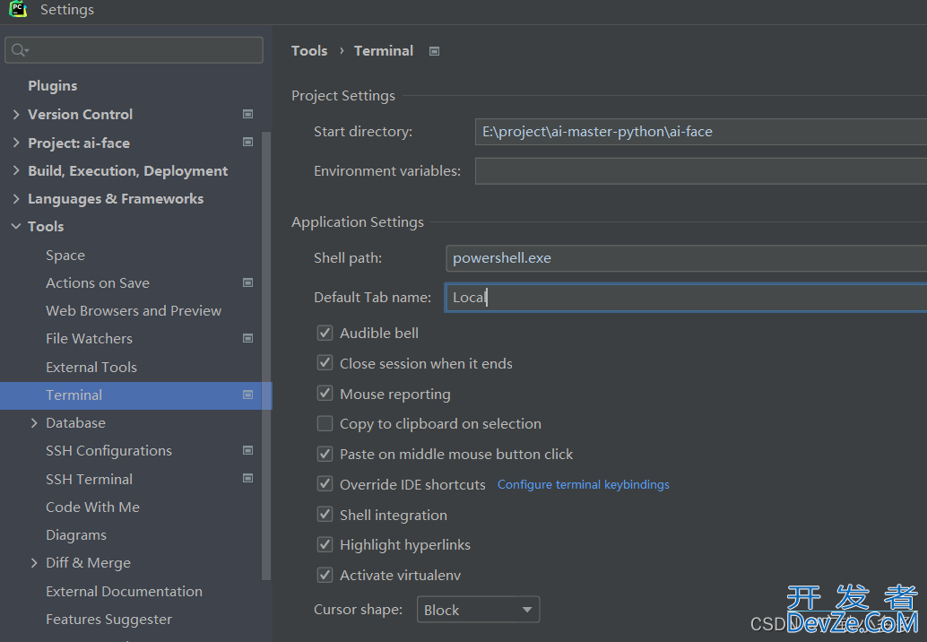 PyCharm Terminal终端命令行Shell设置方式