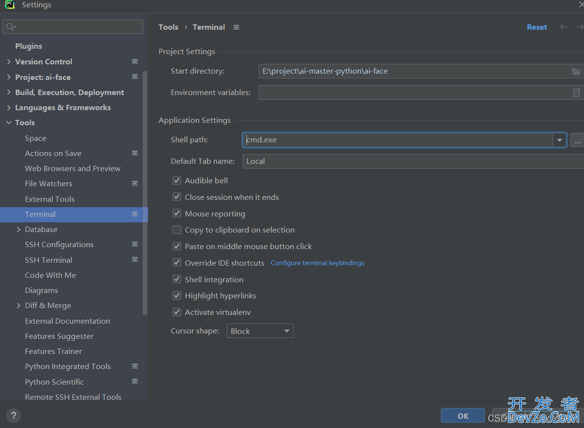 PyCharm Terminal终端命令行Shell设置方式