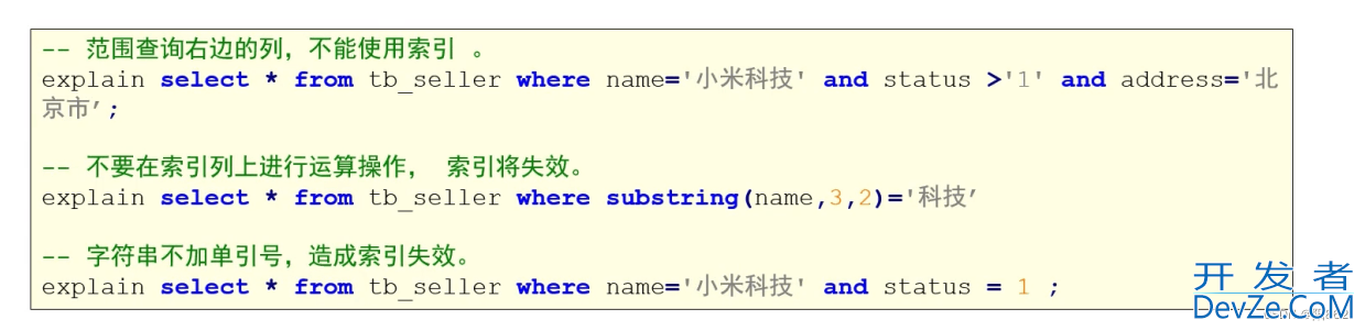 MySQL中索引的优化的示例详解