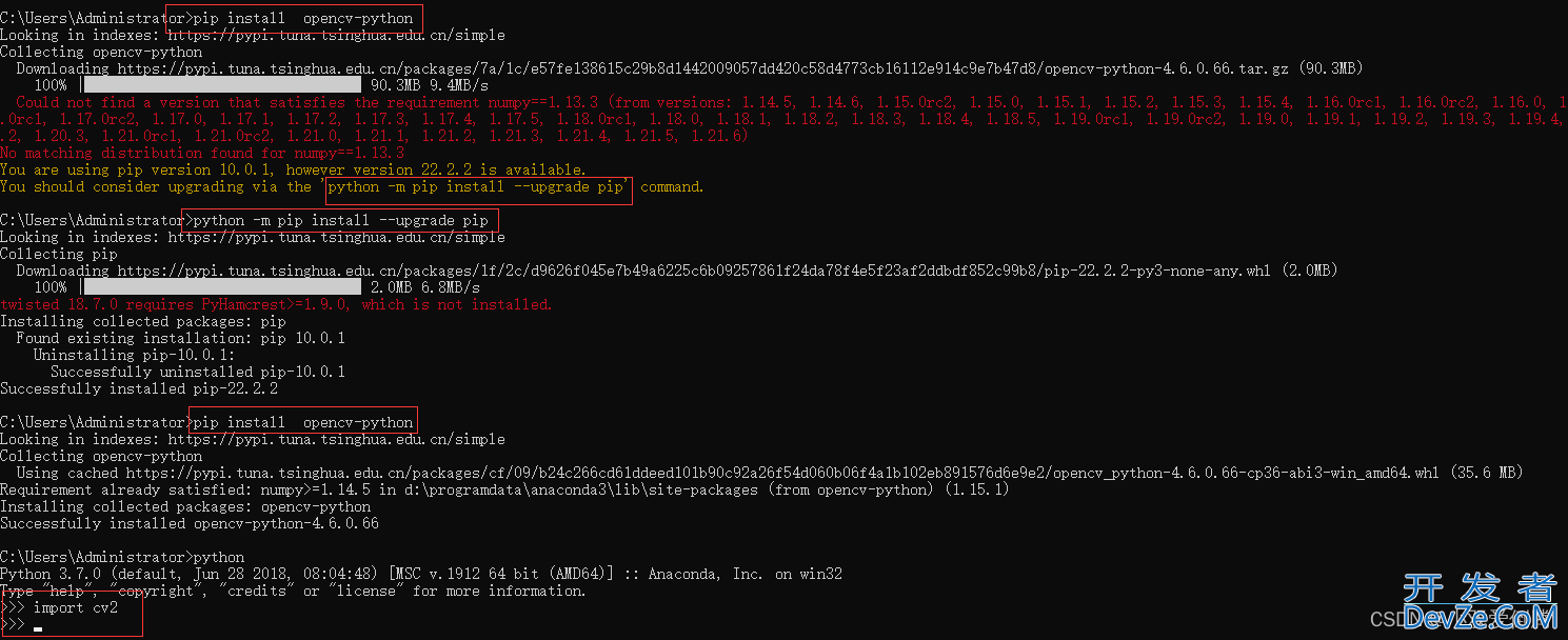 关于pip安装opencv-python遇到的问题