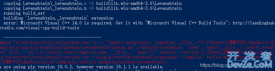 pip install python-Levenshtein失败的解决