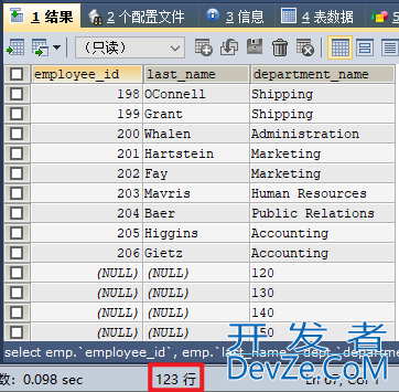 MySQL内连接和外连接及七种SQL JOINS的实现