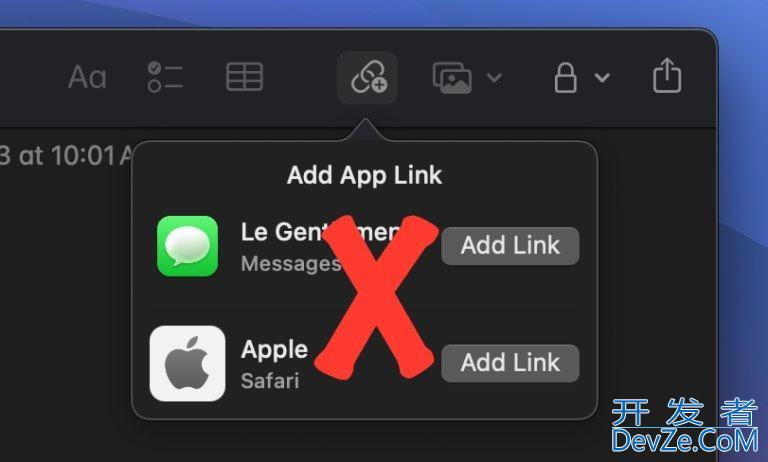 苹果 macOS Sonoma备忘录 Notes链接到应用中其它笔记的教程