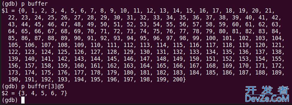 Linux下gdb调试打印数组元素以及说明