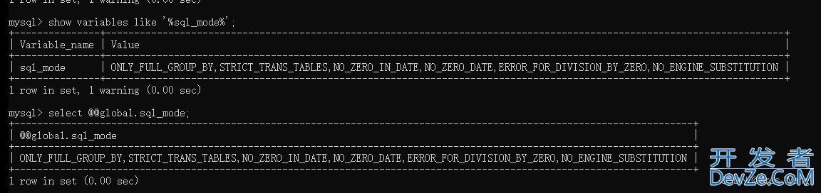 mysql sql_mode数据验证检查方法