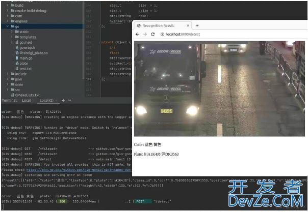 Go调用C++动态库实现车牌识别的示例代码