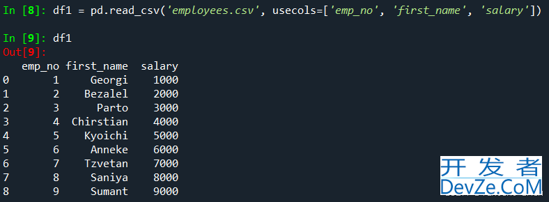 Python利用pandas处理CSV文件的用法示例