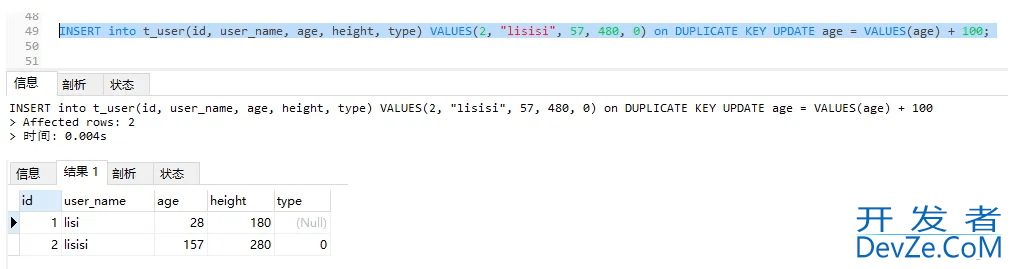MySQL中的insert-on-duplicate语句举例详解