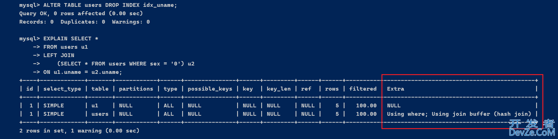 MySQL中EXPLAIN的/基本使用及字段详解