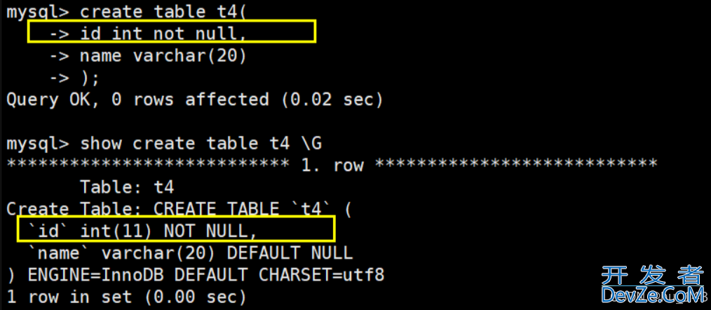 MySQL中关于表的约束