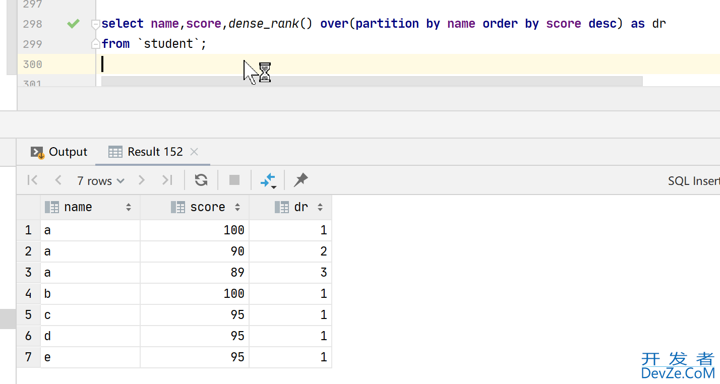 MySQL之dense_rank()分组排序函数的使用