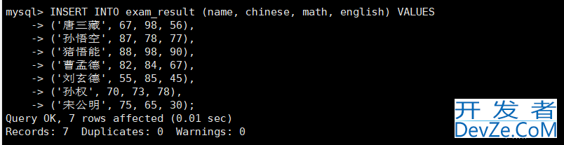 MySQL表的CURD使用