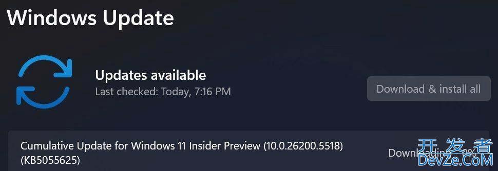 Win11 Dev 26200.5518预览版发布:附KB5055625附完整更新日志