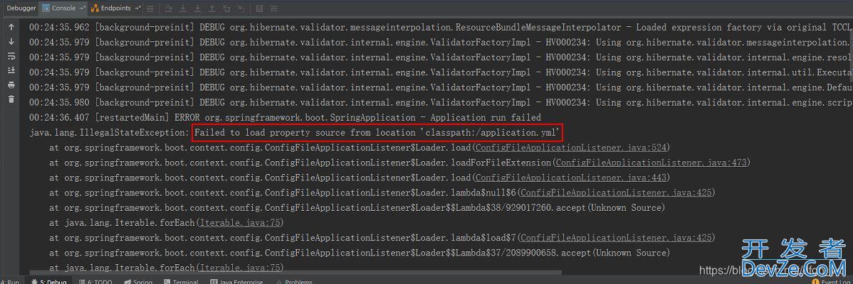 解决SpringBoot启动报错:Failed to load property source from location 'classpath:/application.yml'