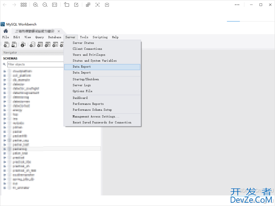 MySQL Workbench工具导出导入数据库方式