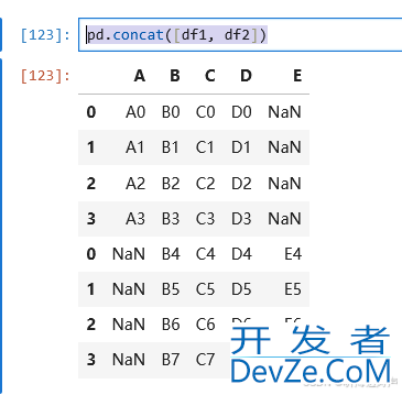 pandas实现数据concat拼接的示例代码