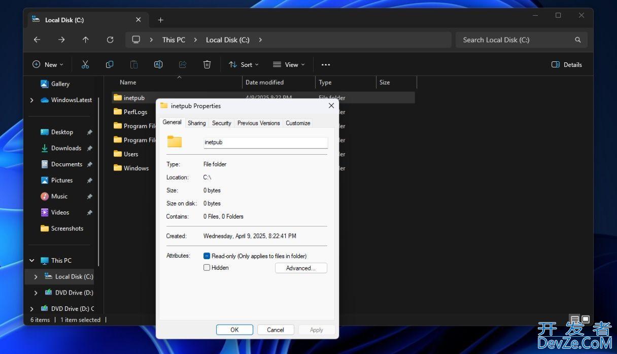 微软为Win11/Win10新PowerShell脚本:恢复C盘已删inetpub文件夹