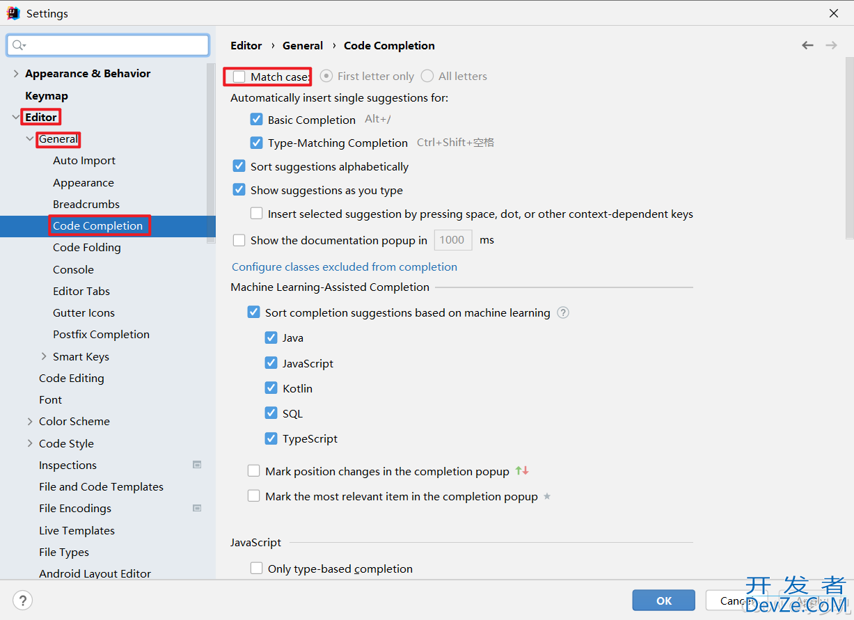 IntelliJ IDEA代码提示忽略大小写的具体设置步骤