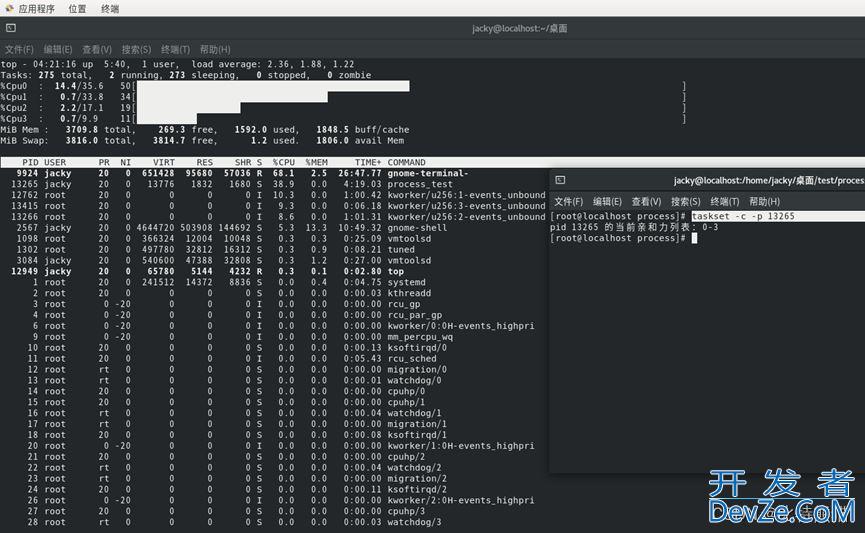 Linux下进程的CPU配置与线程绑定过程