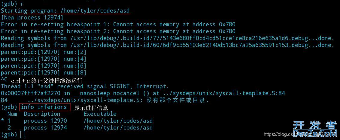 Linux gdb多进程、多线程调试过程