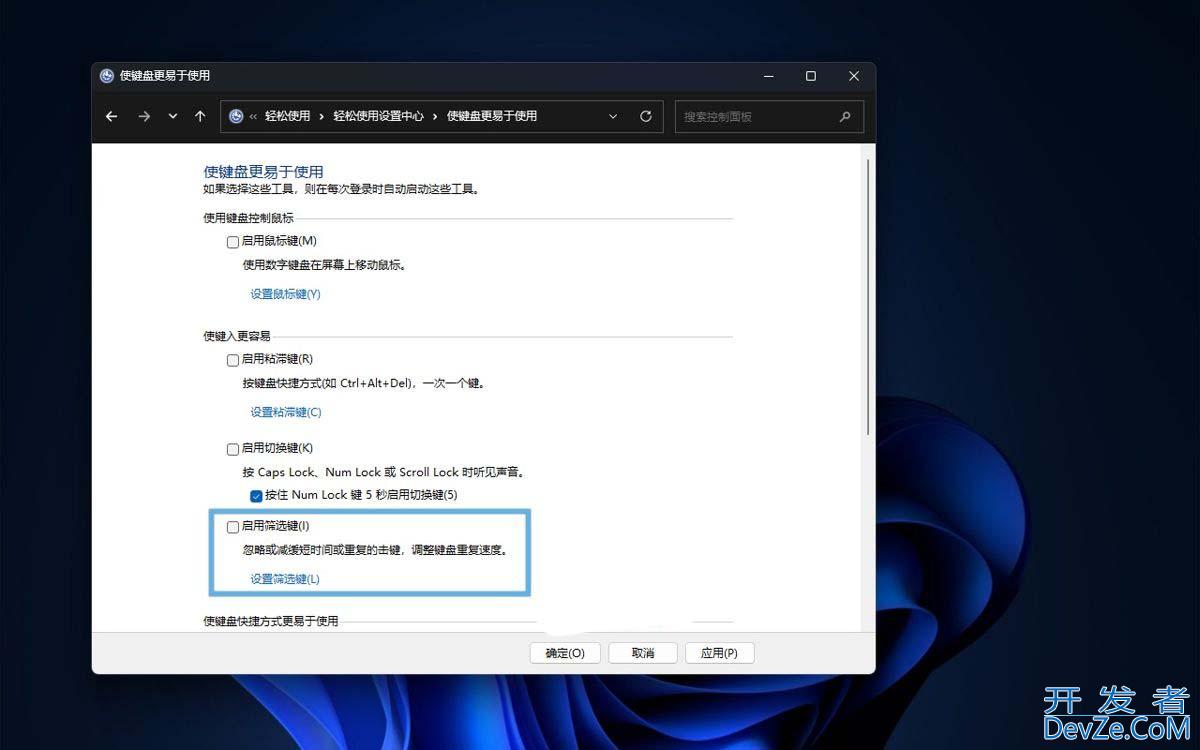 windows筛选键有什么用? Windows筛选键开启关闭以及设置指南