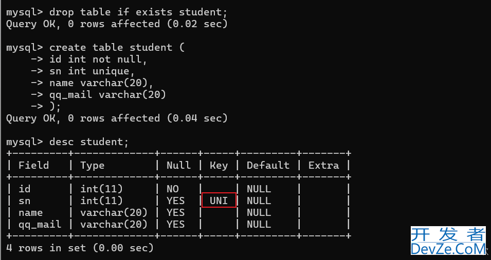 MySQL数据库约束和多表查询实例代码