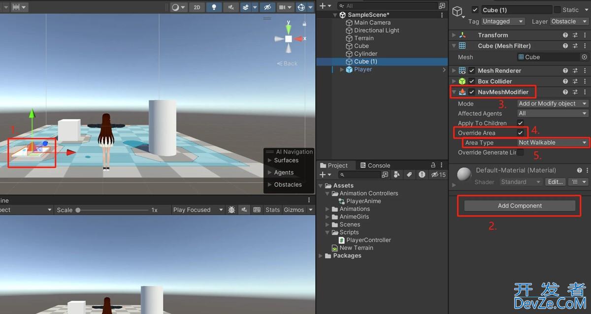 Unity3D游戏-鼠标点击使角色移动避开障碍物