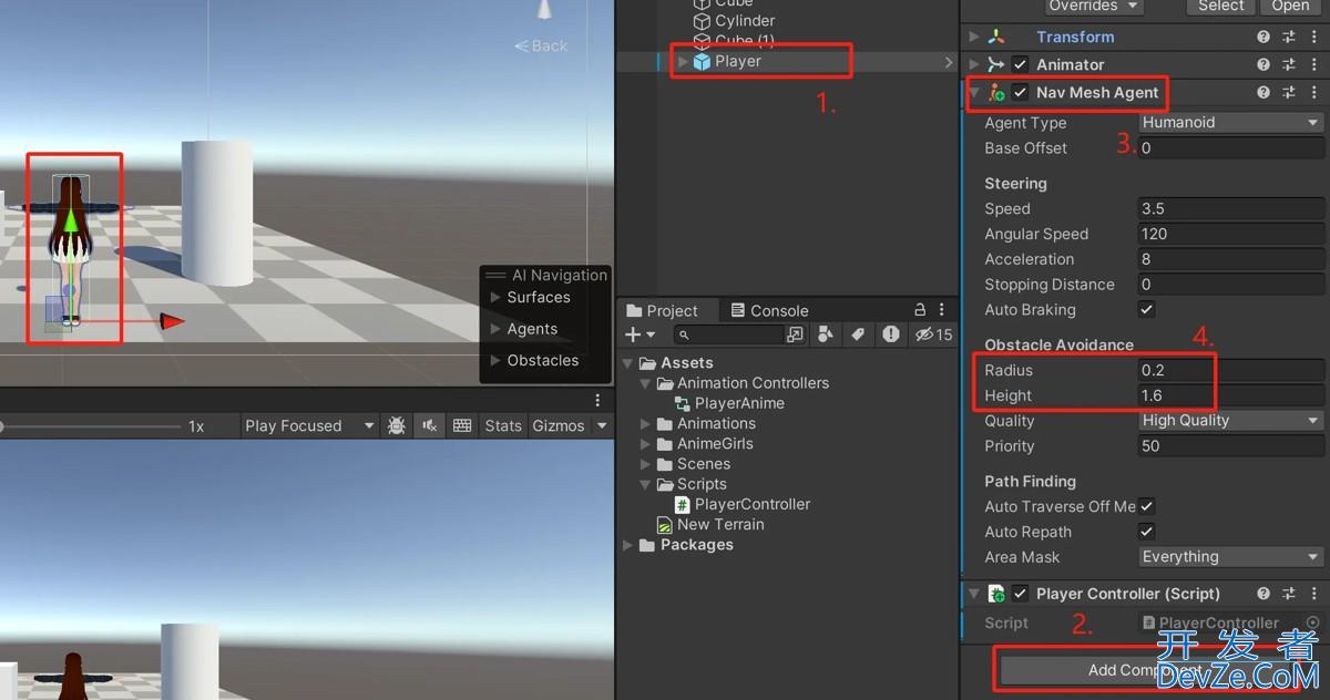 Unity3D游戏-鼠标点击使角色移动避开障碍物