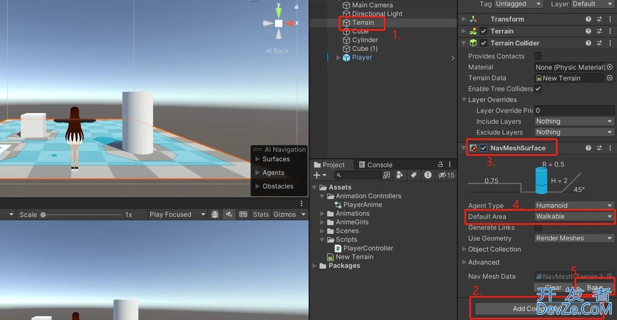 Unity3D游戏-鼠标点击使角色移动避开障碍物