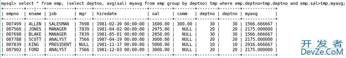 MySQL之复合查询使用及说明