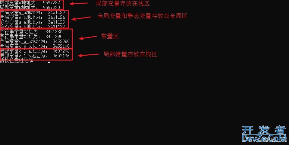 C++内存四区模型使用及说明
