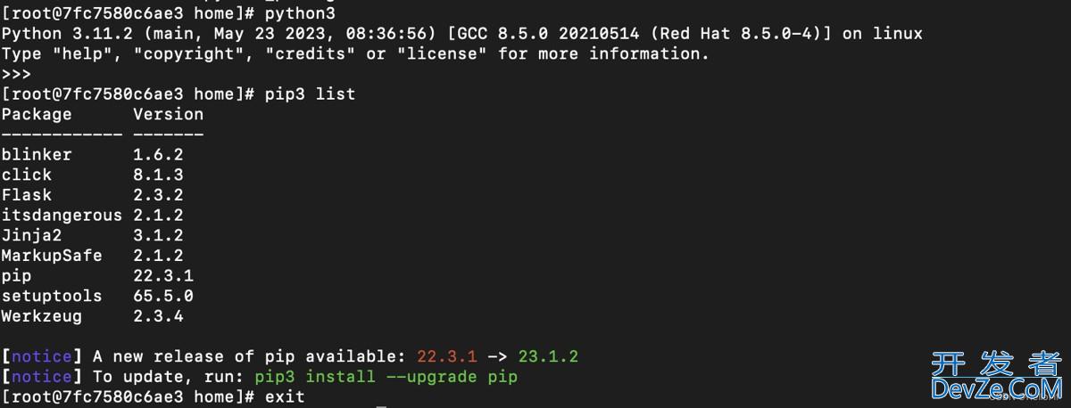 docker打包一个包含python3的centos8的新镜像过程