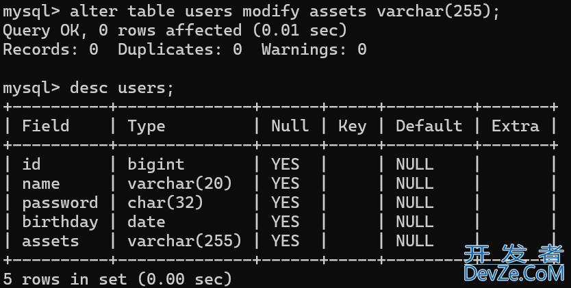 MySQL数据类型和表的操作方法
