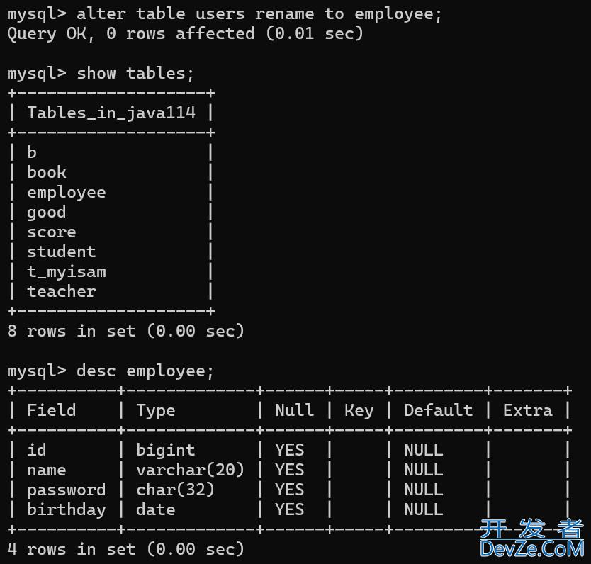 MySQL数据类型和表的操作方法