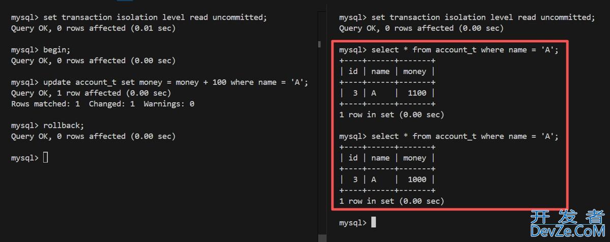 MySQL的事务机制与并发读异常示例详解